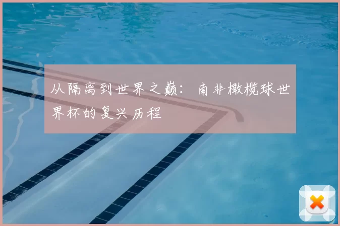 从隔离到世界之巅:南非橄榄球世界杯的复兴历程